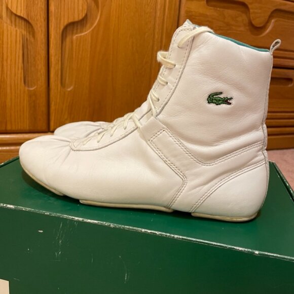 Y2K Lacoste White Leather Sneaker High Top GUC - Picture 6 of 14